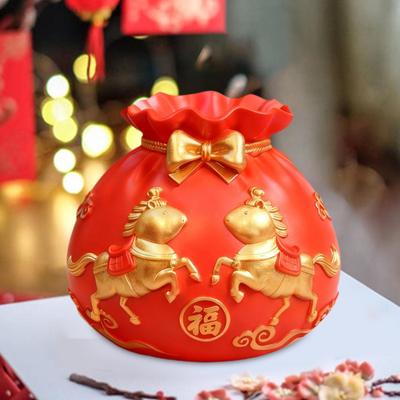 Flower Vase Desktop Statue Decoration Resin Ornament Decorative Money Pouch Shape for Dining