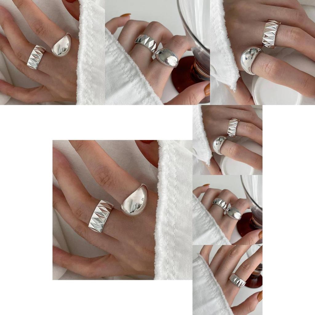 Trendy Korean Style Adjustable Copper Ring With Geometric Design For Women