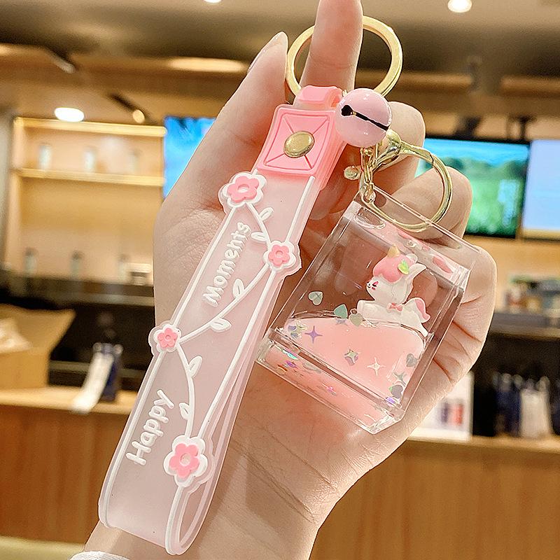 Purple Star Liquid Quicksand Keychain with Cherry Blossom Oil-Filled Pendant - Cute 3D Backpack Charm for Women