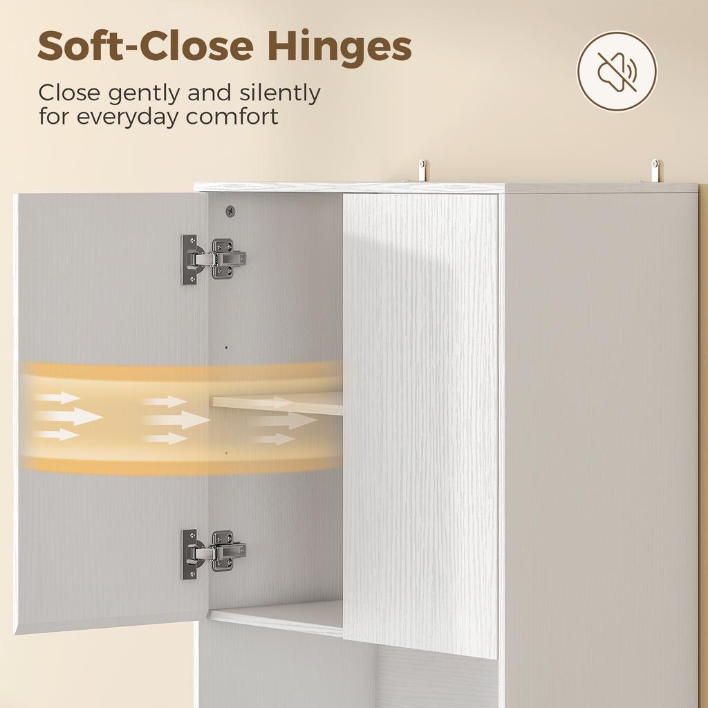 170 cm Tall Kitchen Cupboard Soft-Close Hinges White Wood Effect