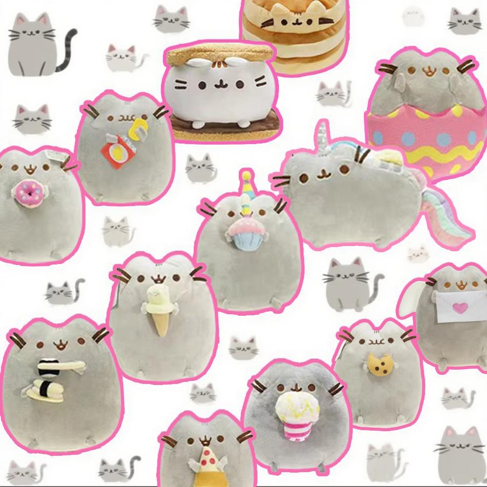 Divertido gato de peluche de , juguete de dibujos animados, gato de Anime suave, animales de peluche, muñecos de peluche, decora