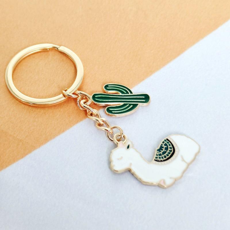 Cartoon Desert Alpaca Cactus Key Rings Lovely Creative Animal Plant Keychains Scratch Resistant for Car Keys Bag Decor