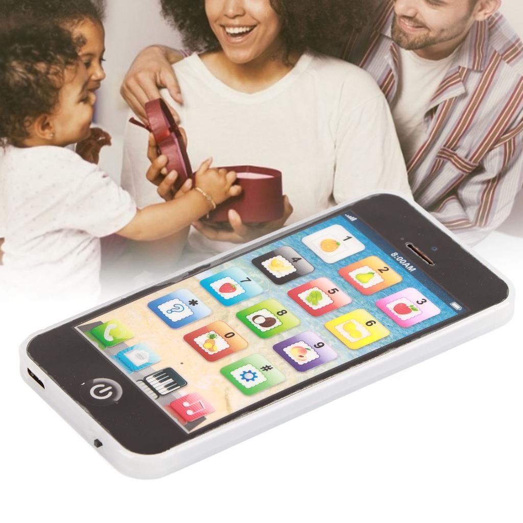 Simulation Spielzeug Telefon Kinder Cartoon Pädagogisches Spielzeug mit Musik Licht Kid Geburtstag GeschenkSchwarz