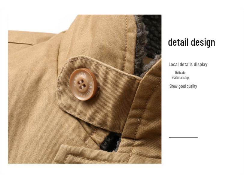 Men's Fleece-Lined Lambswool Jacket: Thick Cotton-Padded Outerwear for Autumn/Winter