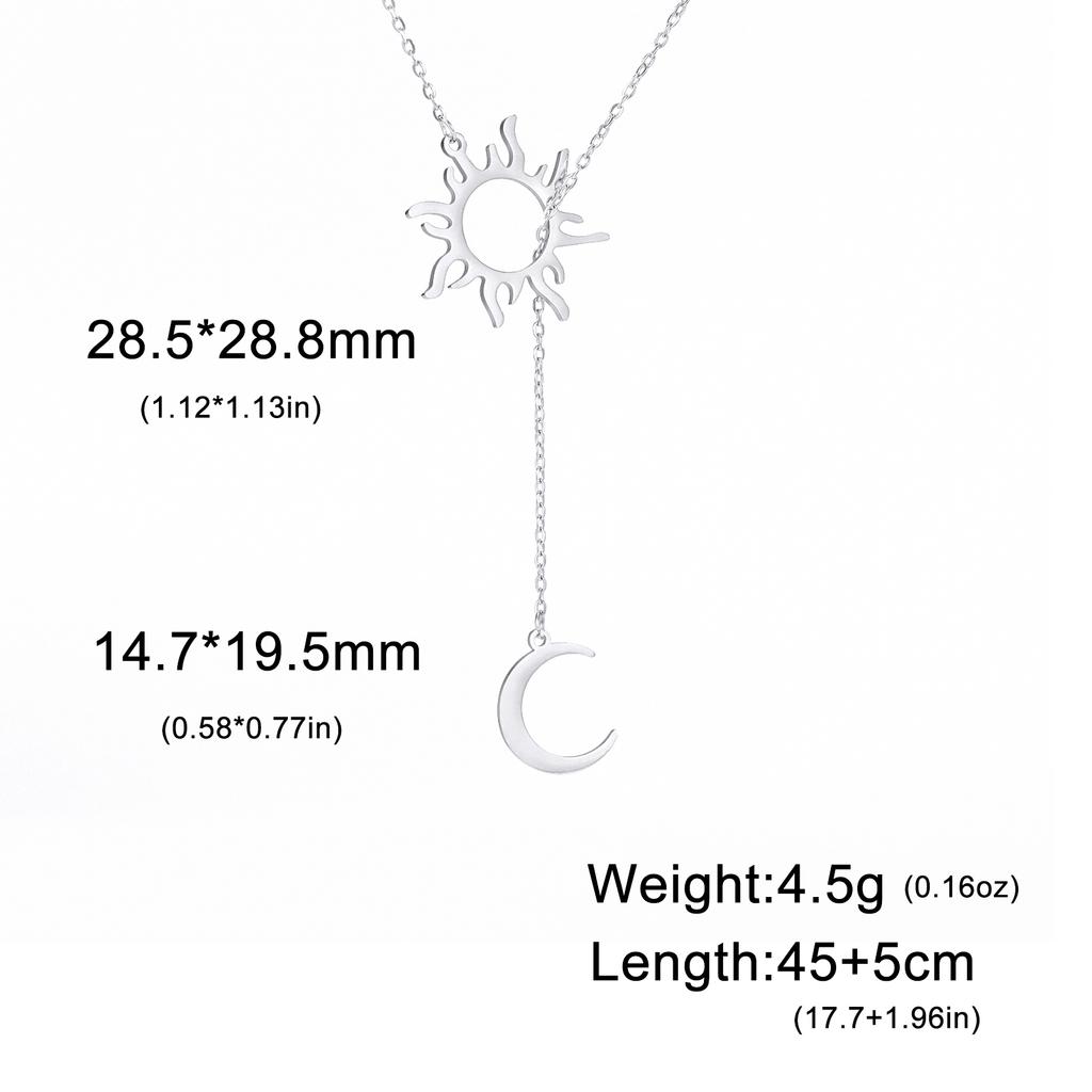 Sun Moon Necklace for Women Double Layer Chain Jewelry on the Neck Pendant Accessories Birthday Christmas Gifts for Girlfriend