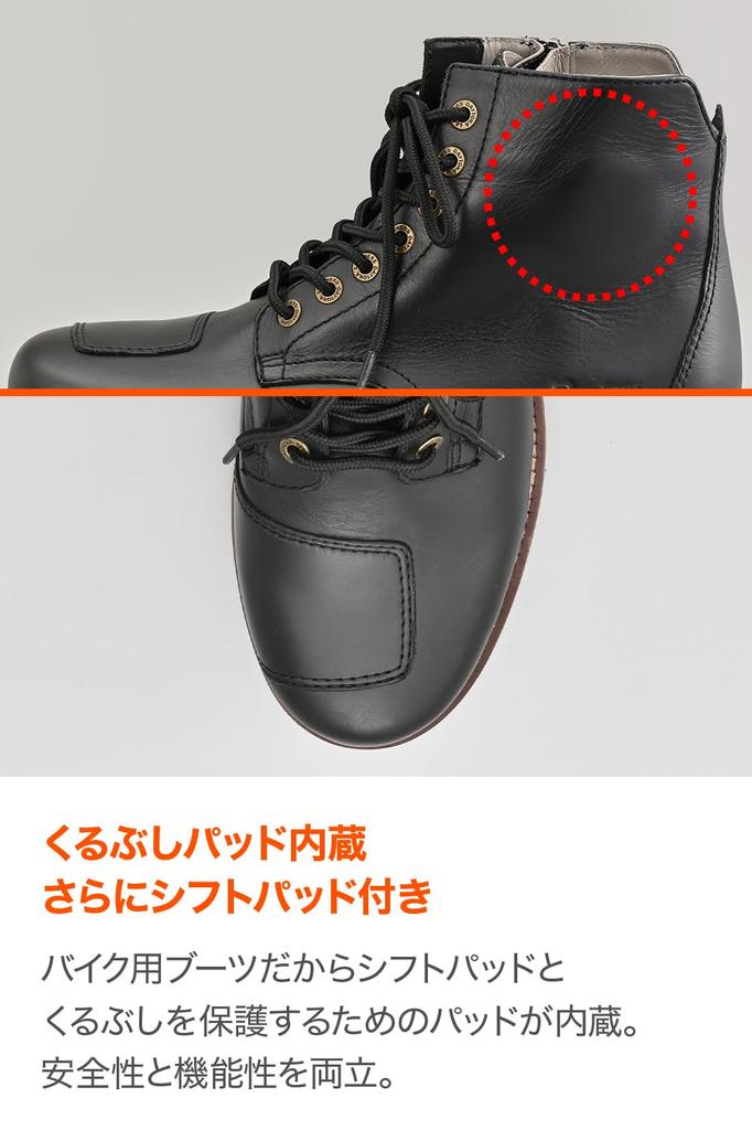 Daytona WP Waterproof Motorcycle Riding Genuine Leather with Shift Side Size DS-004 Men's Boots, Pad, Zip, Lace-Up, Black, 26.5cm (Product Code