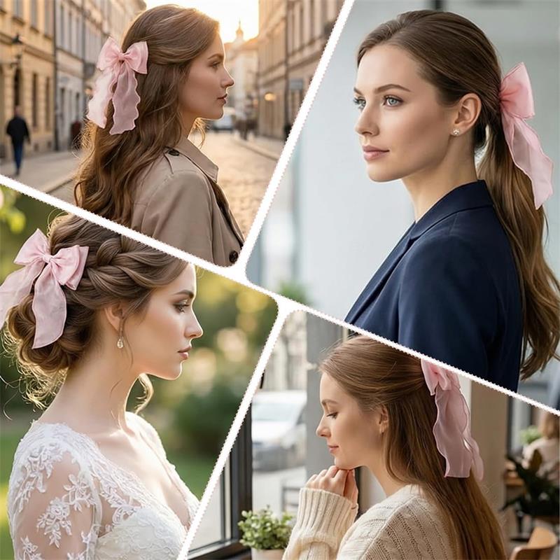 Large Hair Bow Clip with Long Tails Elegant Bows for Women Girls Hair Accessories