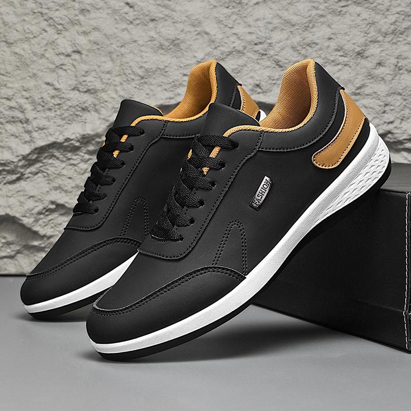 

Fashion Sneakers 2025 Fashion Men PU Leather Casual Shoes Anti Slip Comfortable Lace Up Outdoor Tennis Running Sports Shoes Size 39-48 48 чёрный