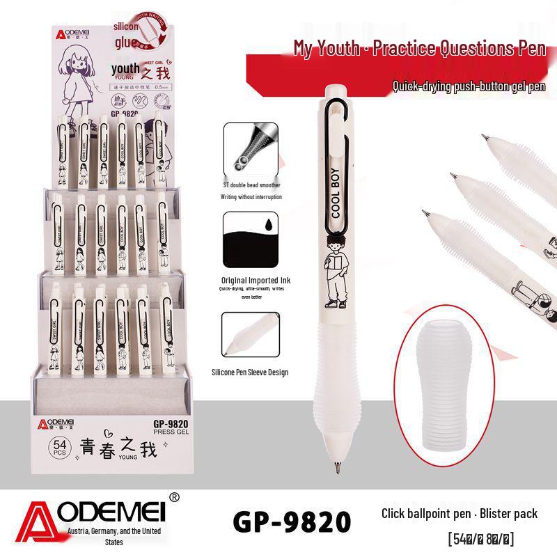 

54-piece Set: Neutral Pens with Soft Silicone Grip for Students and Exams 6 Pens per Box (No Display Rack)