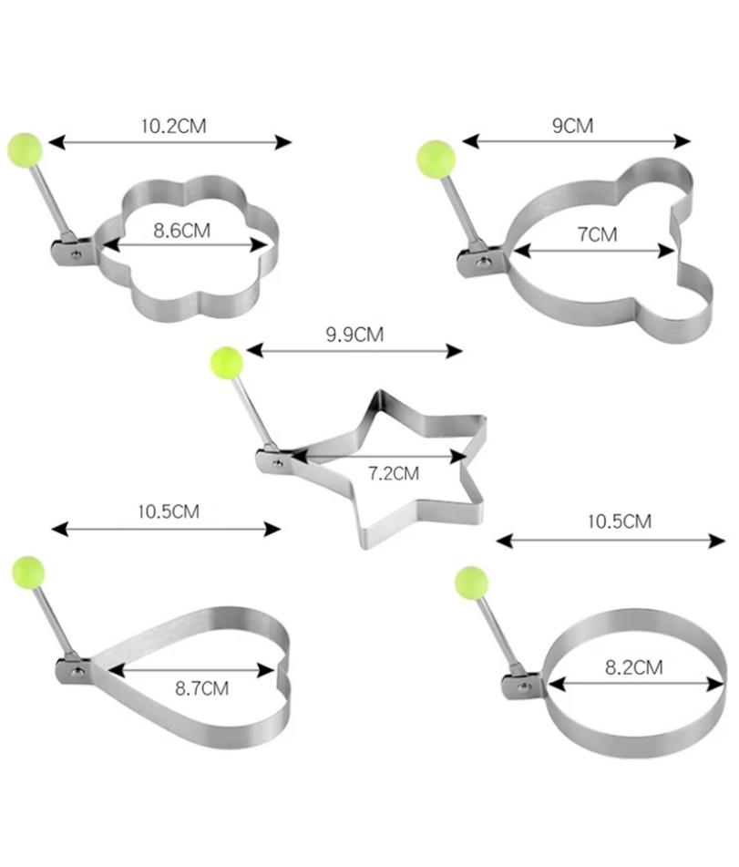 Spiegelei-Form, Edelstahl-Bratform, Pfannkuchenring, Ei-Werkzeug, Stern Liebe Blume Runde Form Ei Küchen-Kochwerkzeug