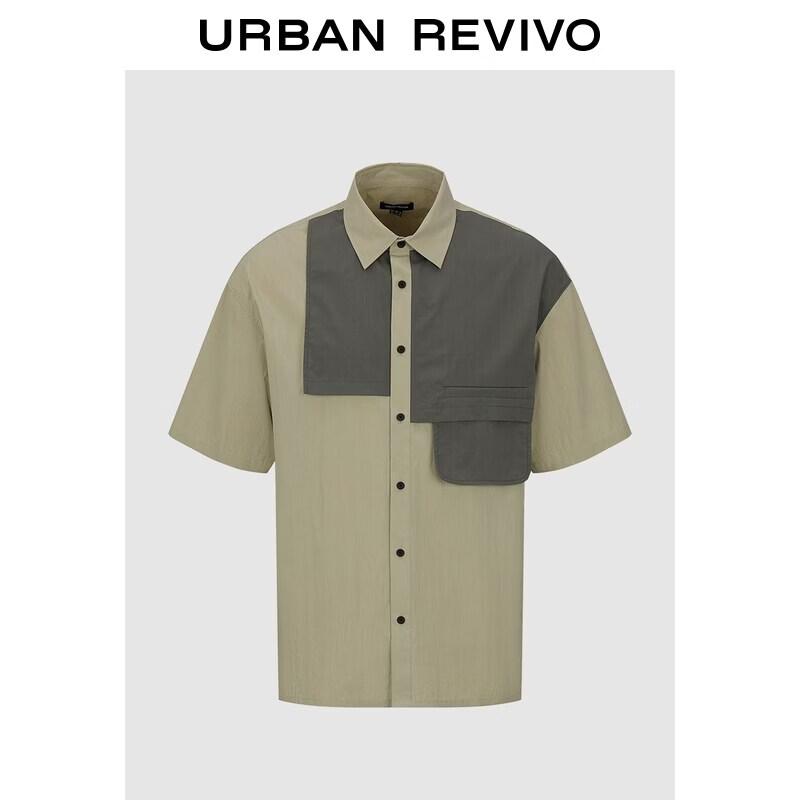UR2026 Men s Casual Colorblock Workwear Shirt M