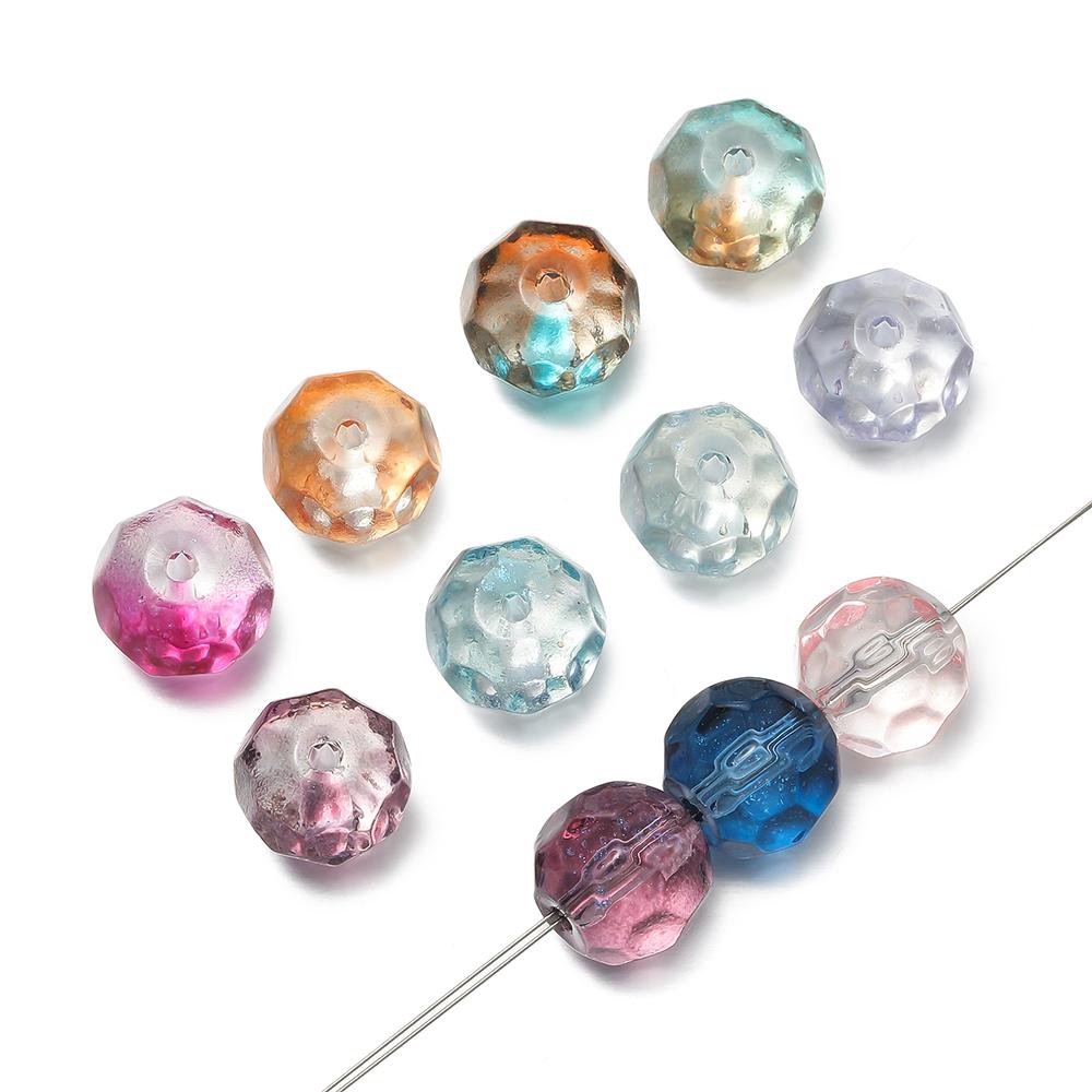 50 Stück 10mm Facettierte Kristallglasperlen Runde Abstandshalter Lose Perlen für DIY Armband Schlüsselanhänger Halskette Schmuckherstellung Zubehör
