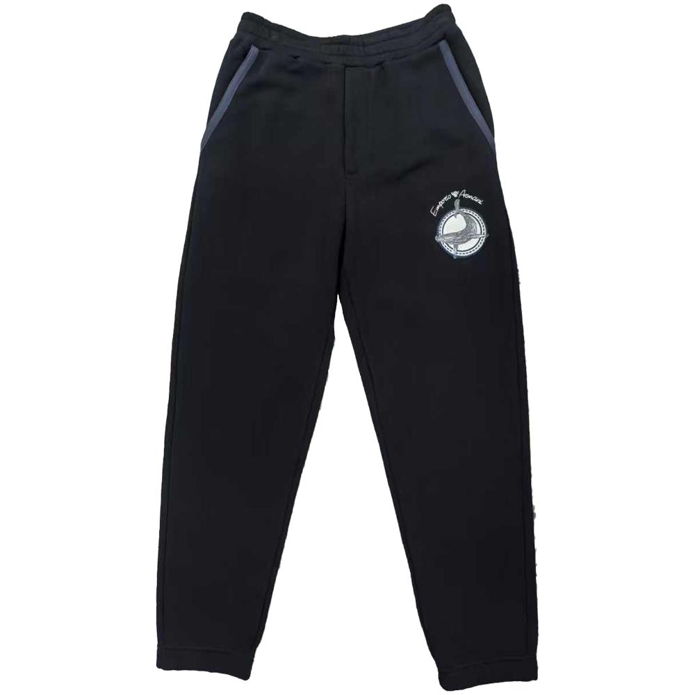 

Emporio Armani FW24 Nautical Letter Logo Embroidered Elastic Waist Mid-Rise Tapered Knit Joggers Men bottoms Black 6D1P6Q-1J7DZ-00C6 XL