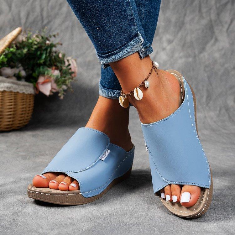 Fashion 2025 New Women Wedge Slippers Summer Fashion Slippers Open Toe Breathable Sandals Comfortable Buckle Woman Shoes Slides Women