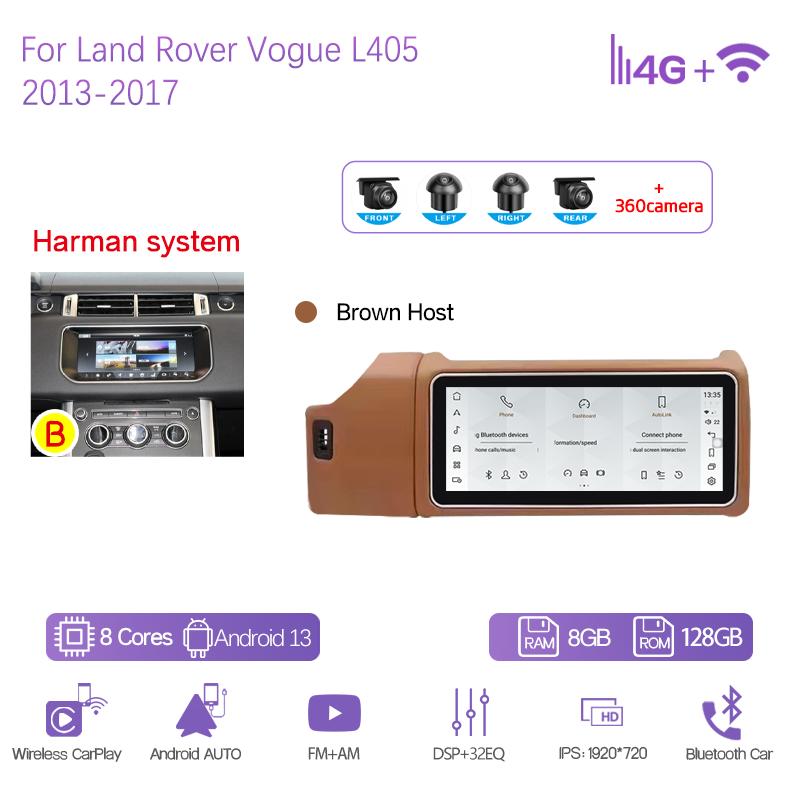 12.3" Car Multimedia Player For Land Rover Vogue L405 2013-2017 GPS Navigation Radio Android13 8+128G CarPlay 4G Host 360Camera