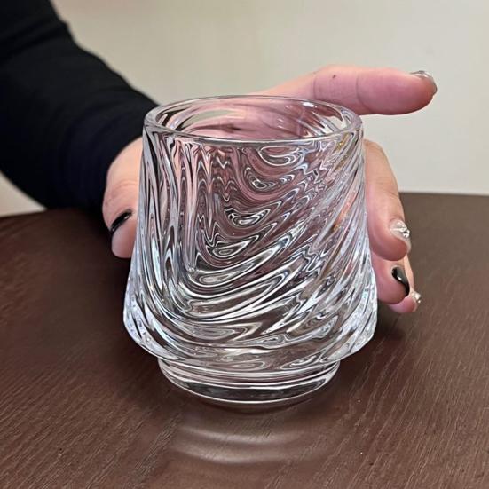 Yousheng Volcano Texture Glass Coffee Cup 150ml Whiskey Tumbler with Embossed Design Heat & Cold Resistant Drink Cup for Espresso Latte Cocktails