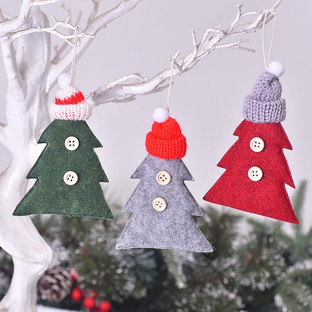 6pcs Christmas Knitted Hat Button Five-Pointed Star Christmas Tree Small Pendant Christmas Decoration Supplies