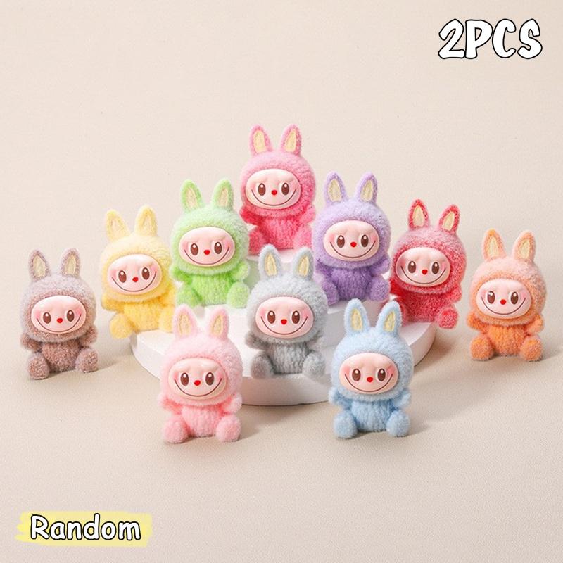 

2 шт. Мультяшные милые украшения Лабубу Миниатюрные фигурки Сделай сам Аксессуары для украшения дома Настольные украшения для автомобиля Креативные подарки