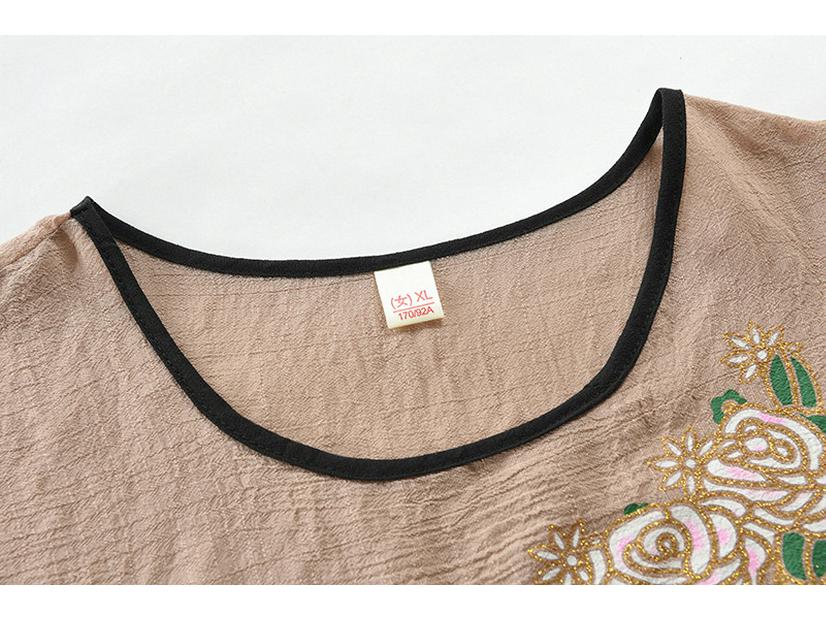 Summer Cotton & Linen Suit for 60-70-Year-Old Women: Grandma's Loose Pajama Set with Short-Sleeved T-Shirt