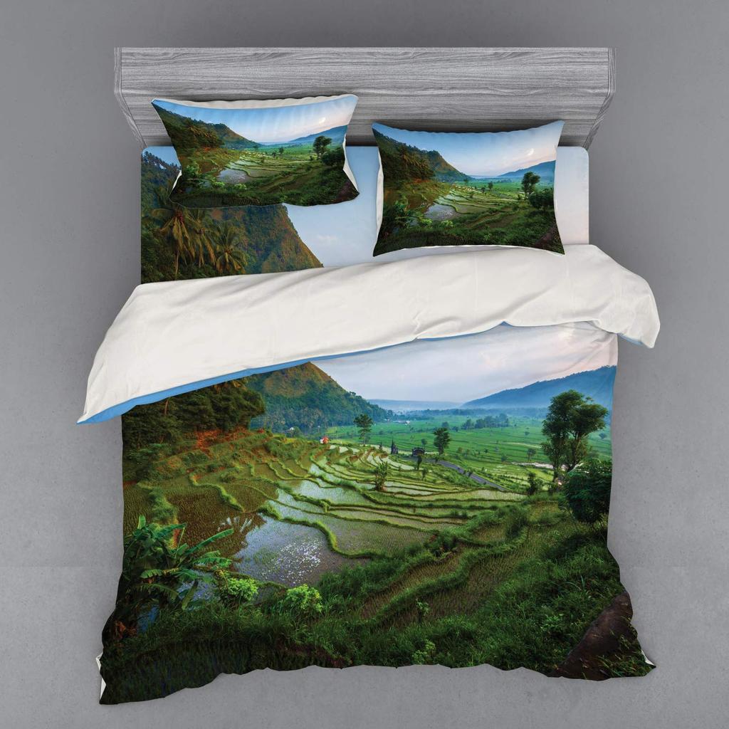 Rice Field Duvet Cover Set For Teens Queen Lightweight Down Quilt Covers Bedroom Decor 2 Pillowcases 1 Duvet Cover No Comforter