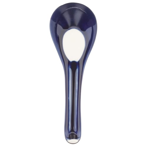 Banko Ware Ginpo Chrysanthemum Design Ceramic Spoon (Small), Set of 2, Lapis Lazuli Glaze, Approximately 15cm Long, Made in Japan, 96021-2