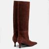 Krazing Pot Flock Autumn Winter Shoes Thin High Heels Big Size 45 Size 44 Size 46 Women Keep Warm Thigh High Boots