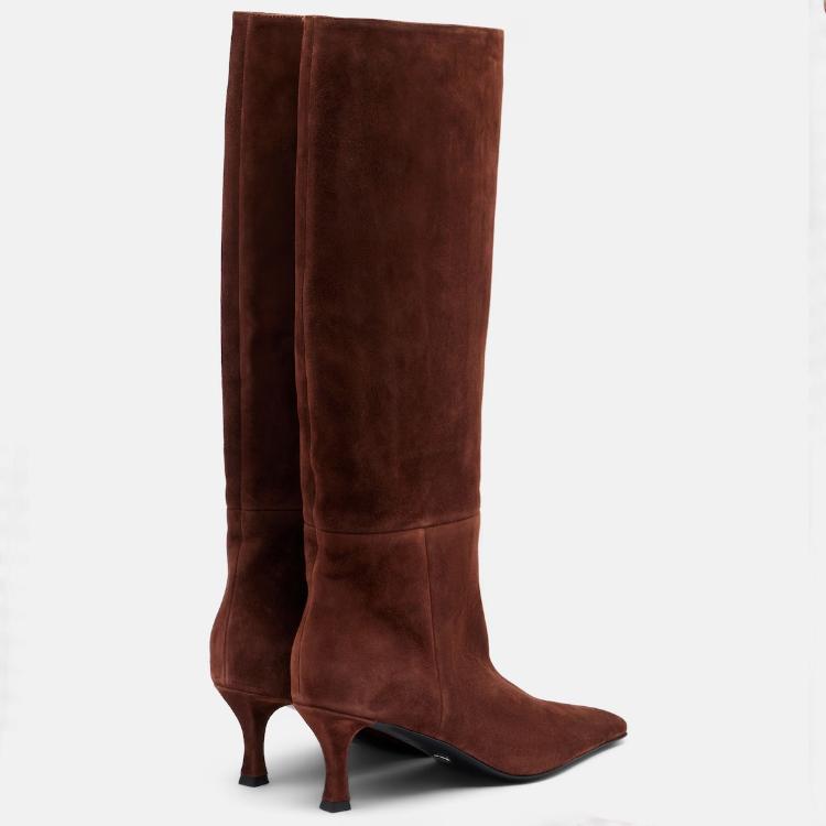 Krazing Pot Flock Autumn Winter Shoes Thin High Heels Big Size 45 Size 44 Size 46 Women Keep Warm Thigh High Boots
