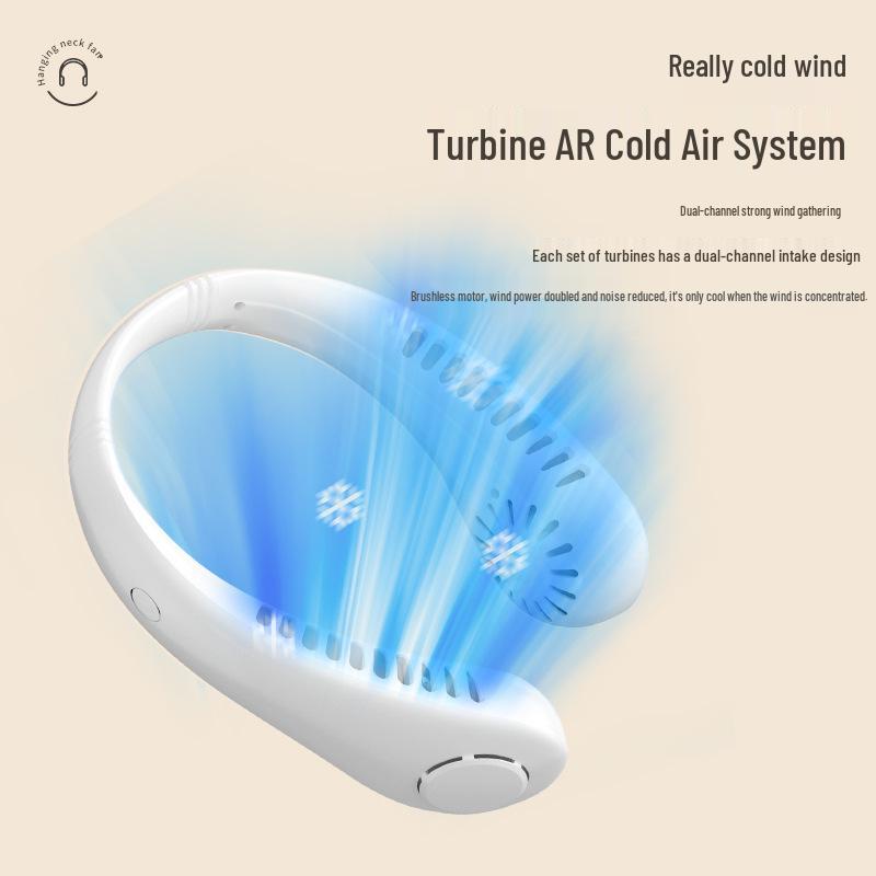 Leafless USB Neck Fan: High Power, Low Noise, Portable Turbine for Outdoor Cooling