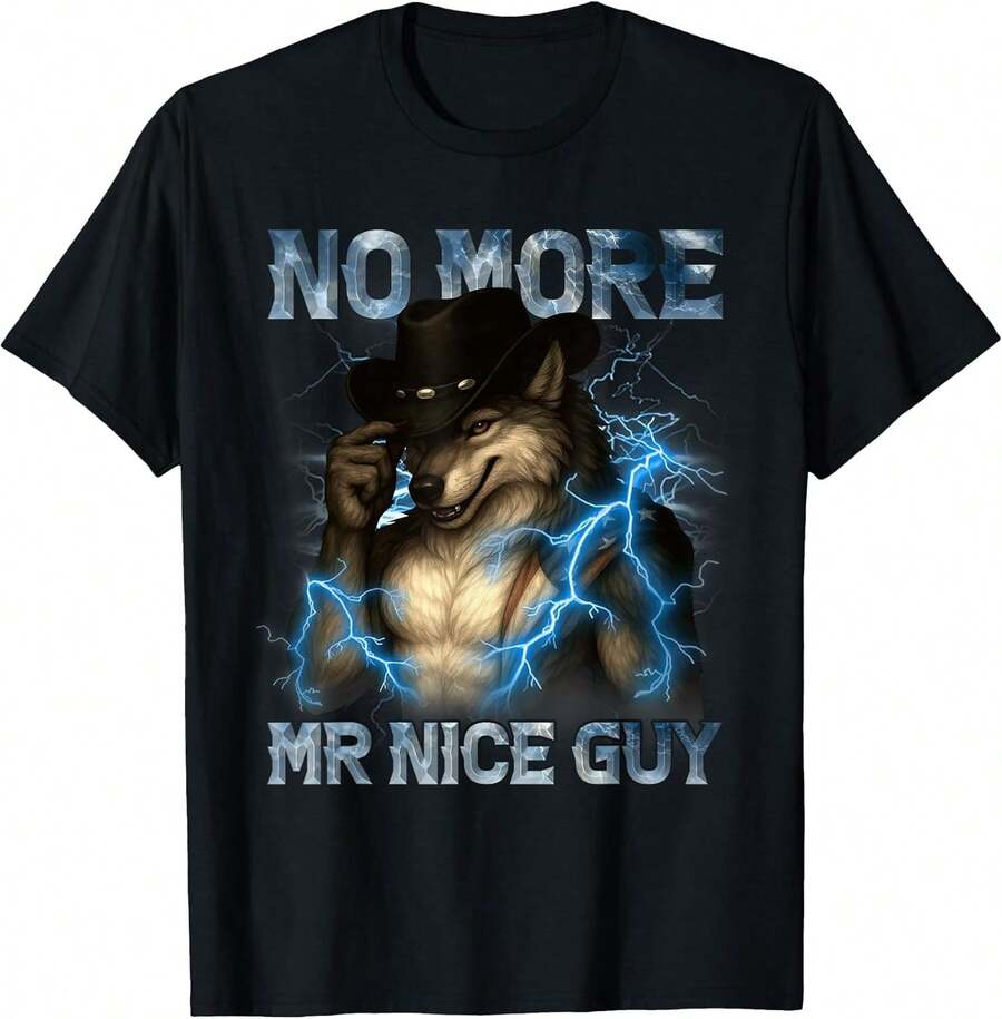 

Unisex Pure Cotton T-Shirt,NoMoreMrNiceGuyFunnyAlphaWolfMemeUnhingedBrainrotT-Shirt,Casualt-Shirt 5XL різнокольоровий