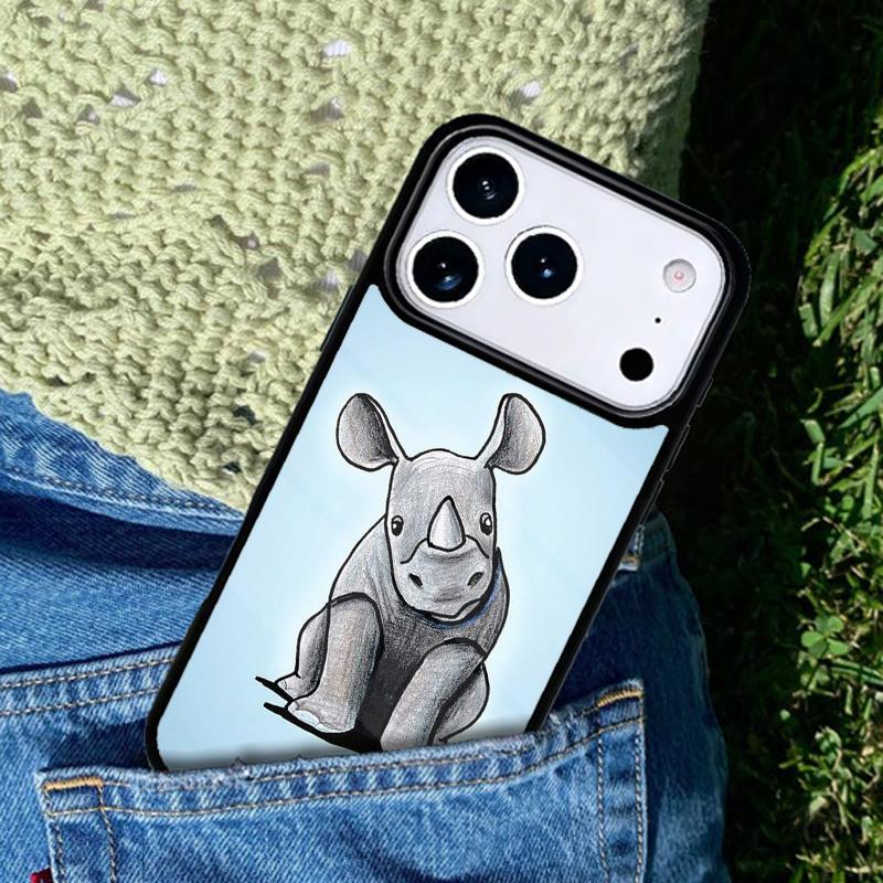 Animal Rhino Soft Phone Case Cover for IPhone 11 12 13 14 15 16e 17 Pro Max Coque for IPhone 17 Air