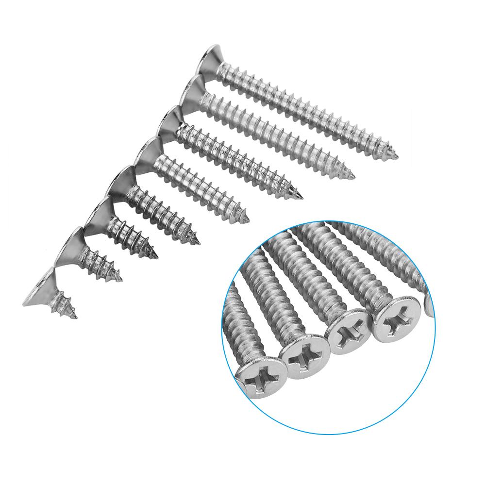 200Pcs M4 Stainless Steel Cross Self Tapping Screws Combination Set Flat Head