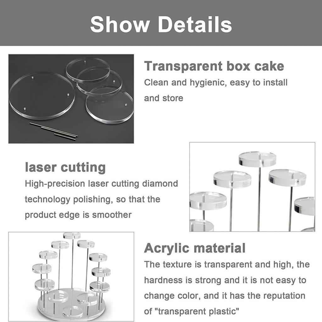 Multi-Layer Cupcake Stands Round Transparent Can Cupcakes Holder for Baby Shower Wedding Birthday