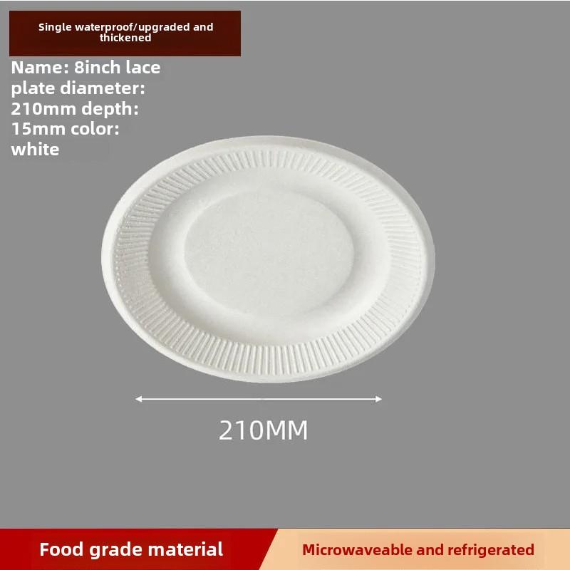 Disposable Paper Plate Halloween Birthday Party Decoration Sugarcane Pulp Disk,Picnic Party Food Plate 6 " 7" 8 " 50Pcs White