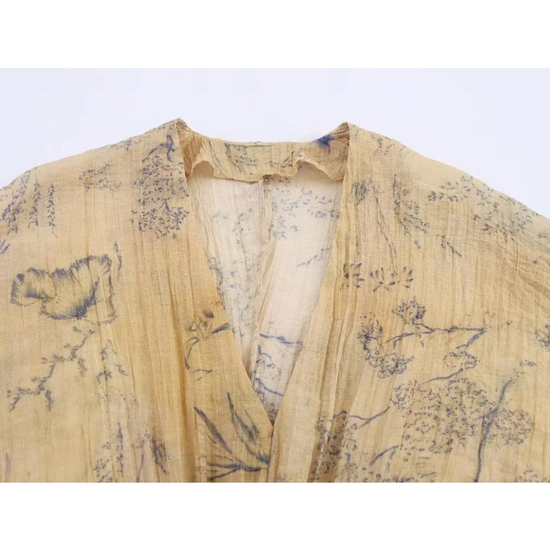 Autumn Products European American Style Retro Women's Clothing French Lazy Style Printed Shirt Women Clothing