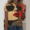3D Short Sleeved Summer T-shirt for Women's Cami Abstract Image Printed Cartoon T-shirt