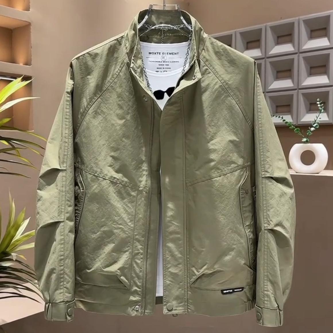 

Новый модный бренд куртка для активного отдыха с воротником-стойкой мужская высококачественная свободная и универсальная повседневная хулиганская красивая куртка-топ XXXL зелёный