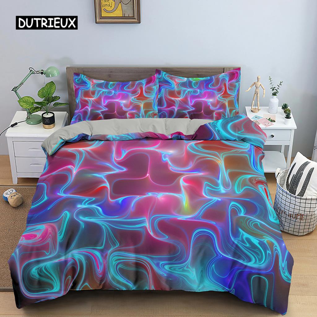 Abstract Duvet Cover Set King Microfiber Blue Psychedelic Bedding Set 2/3 Pcs Queen Size Warped Space Theme Twin Comforter Cover