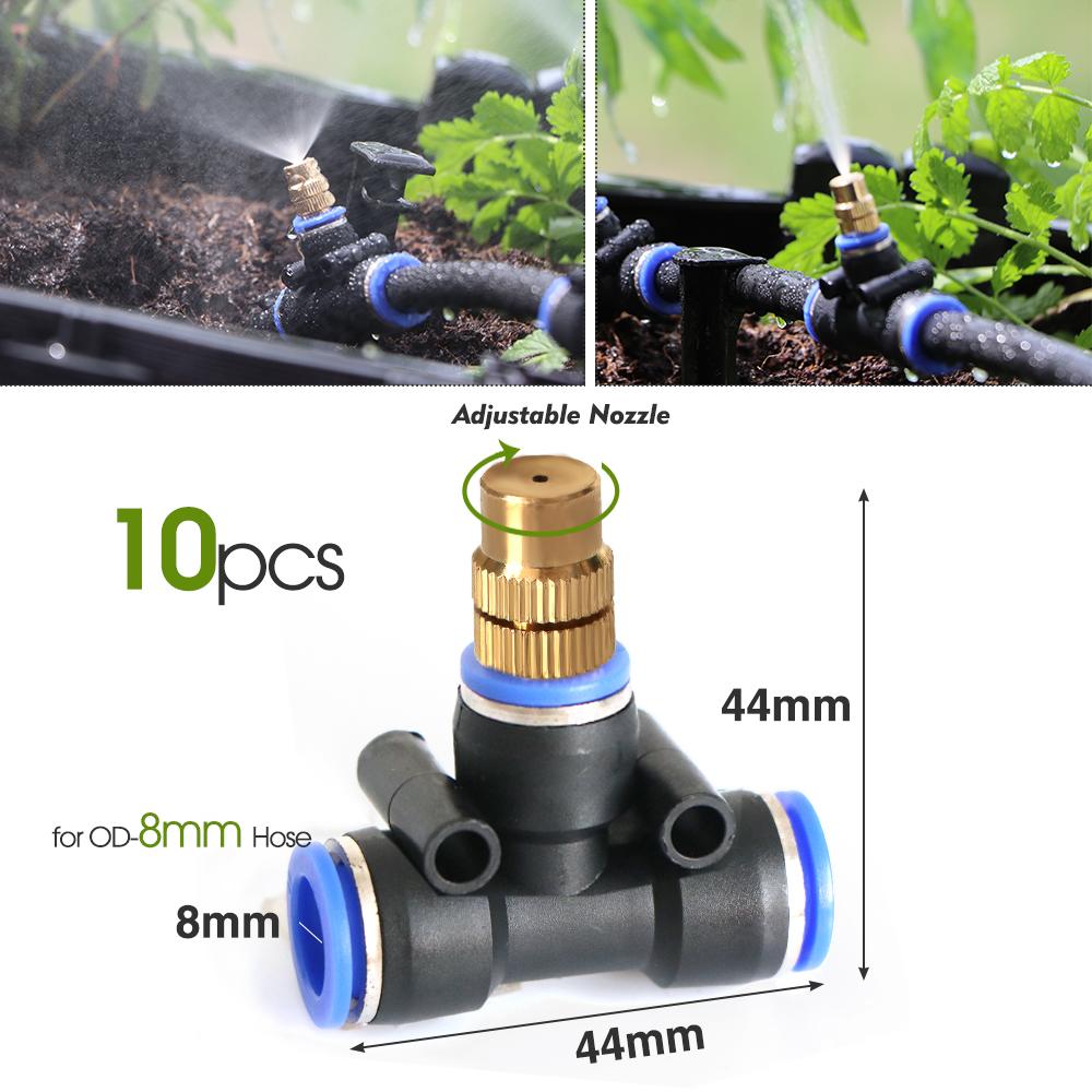 

10PCS Brass Adjustable Garden Micro Sprinklers Nozzle for 5/8mm 8/12mm PE Hose Outdoor Misting Cooling System Watering Atomizer