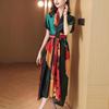Summer Women's French Temperament Dress Short Sleeve Printed Big Swing Dress