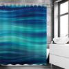 Blue Marble Shower Curtain, Abstract Teal Navy Ombre Striped Design With Hooks
