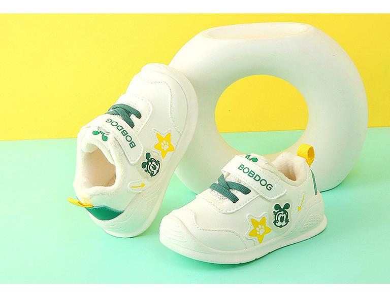 Babu Dou Plush-Lined Non-Slip Toddler Shoes for Boys & Girls, Winter Warmth with Soft Sole.