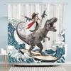 Japanese Style Shower Curtain Koi Fish Cherry Blossom Sun Sea Wave Octopus Landscape Polyester Fabric Curtains Bathroom Decor