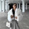 Temperament large lapel fur coat women's fluffy soft white fox fur top fashion plush coat