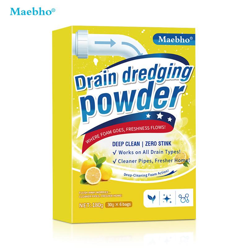 Sewage Rapid Drainage Cleaner Powder, Kitchen Sink and Toilet Pipes, Floor Drain Plug, Hair and Grease Remover, Deodorizer