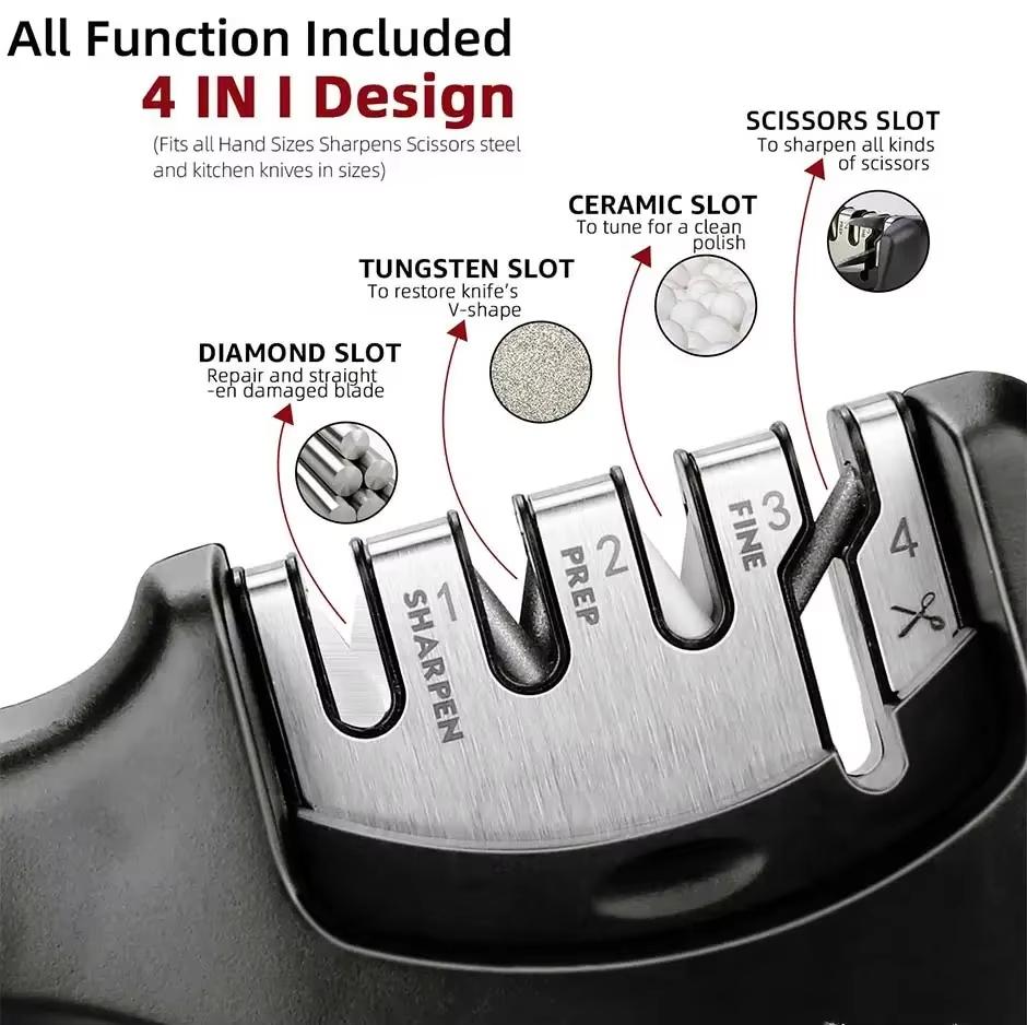 Ascuțitor de cuțite 4 etape în 1, piatră de ascuțit profesională pentru bucătărie, piatră de ascuțit cu diamant, foarfece fine, șlefuitor, instrument de honuit bucătar