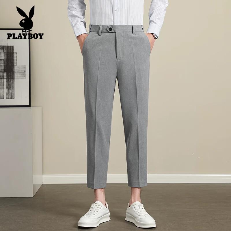 Playboy Premium Men's Slim Fit Straight Leg Casual Dress Pants