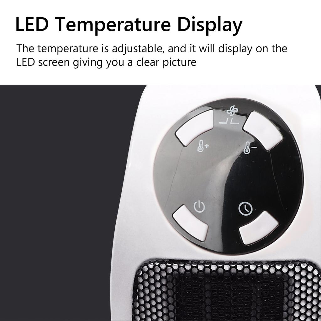 Electric Space Heater With LED Display Timer Wall Outlet Space Heater Safe Overheat Protection Quiet Personal Space