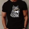 Cool Wolf In Sunglasses Graphic Men's Cotton Crewneck T-Shirt Breathable Short Sleeve Tee