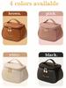 Large Capacity Double-Layer Makeup Bag, PU Leather Waterproof Cosmetic Bag, Makeup Organizer, Lightweight Toiletry Bag With Comp