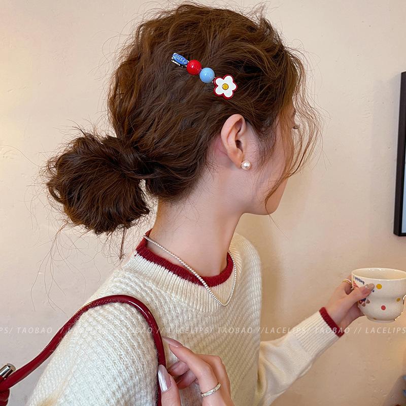 

Ginger Sugar Hawthorn Flower Hairpin - Women s Side Clip with Sweet Single-braid Hairstyle Accessory for Hair Decoration Blue label